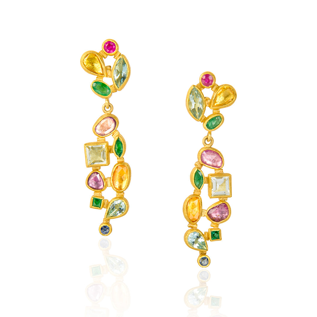 Petra Class Studio Multi-Color Mixed Gemstone Drop Earrings