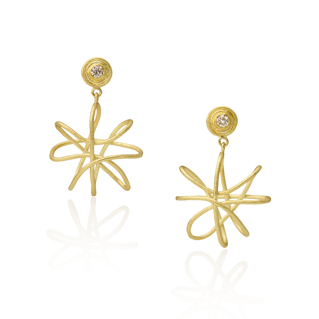 Petra Class Studio Diamond & Gold Wiggle Form Earrings