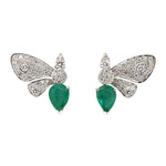 Estate Diamond & Emerald Butterfly Earrings