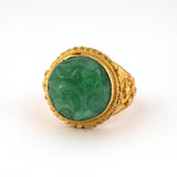 Estate Green Jadeite Carved Floral Ring