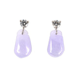 Diamond & Lavender Jadeite Bean Drop Earrings