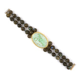 Moss-in-Snow Jadeite & Laborite Bead 2-Strand Bracelet