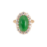 Victorian Green Jadeite & Diamond Cluster Ring