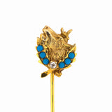 Victorian Turquoise & Diamond Elk's Head Stick Pin
