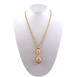 Coral & Diamond Drop Pendant Necklace