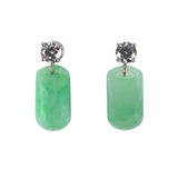 Green Jadeite & Diamond Briolette Drop Earrings, Large