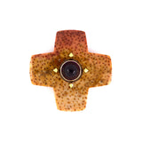 Amethyst & Fossilized Bamboo Cross Pin