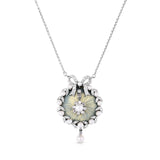 Diamond & Enamel Wreath with Bow Pendant Necklace