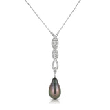 Tahitian Pearl & Diamond Braid Pendant Necklace
