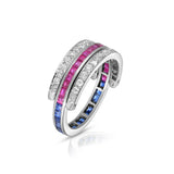 Diamond, Ruby & Sapphire Night & Day Ring