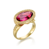 Rubelite Tourmaline & Diamond Cage Ring