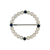 Pearl & Sapphire Circle Pin