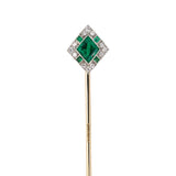 Art Deco Tiffany Emerald & Diamond Lozenge Stick Pin