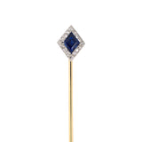 Art Deco Tiffany Sapphire & Diamond Lozenge Stick Pin