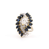 Sapphire & Diamond Cluster Tiered Cocktail Ring