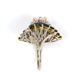 Sapphire & Diamond Cluster Tiered Cocktail Ring