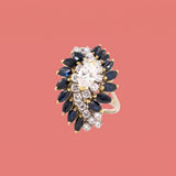 Sapphire & Diamond Cluster Tiered Cocktail Ring