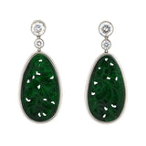 Cerro Carved Jadeite & Diamond Drop Earrings