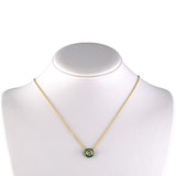 Cerro Diamond & Green Enamel Solitaire Pendant Necklace