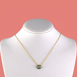 Cerro Diamond & Green Enamel Solitaire Pendant Necklace