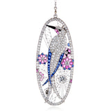 Art Deco Multi-Gemstone Magpie Pin-Pendant Necklace