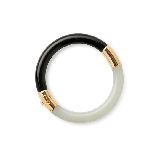 Pacific Bangle in Black & White Jade