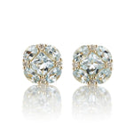 Gump's Signature Quadrille Stud Earrings in Aquamarines & Diamonds