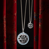 Silver Shou Pendant Necklace with Diamond Bale