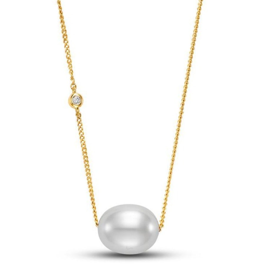 Asymmetrical Diamond & Pearl Necklace