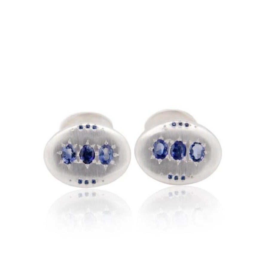 Adel Chefridi Oval Triple Sapphire Cufflinks