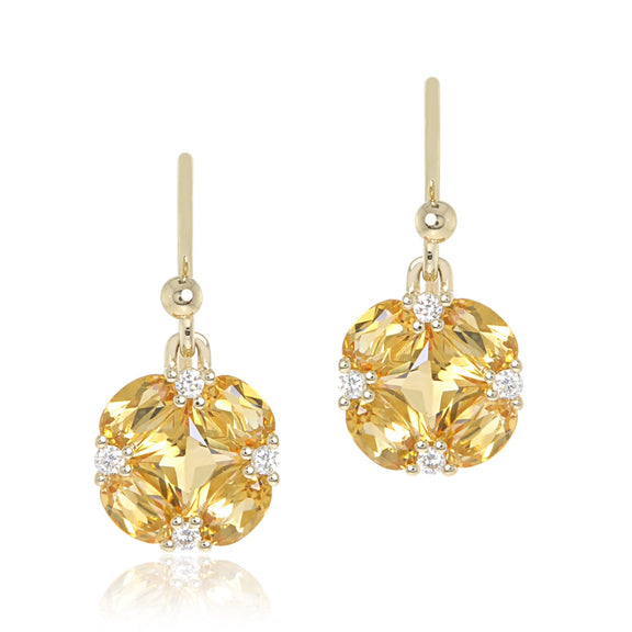 Gump's Signature Quadrille Drop Earrings in Citrine & Diamonds