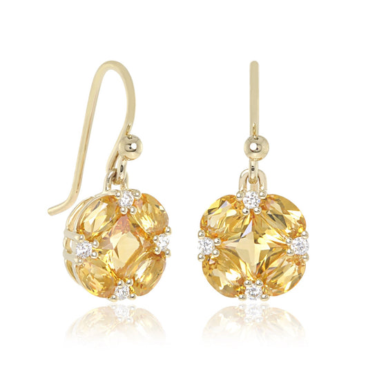 Quadrille Drop Earrings in Citrine & Diamonds