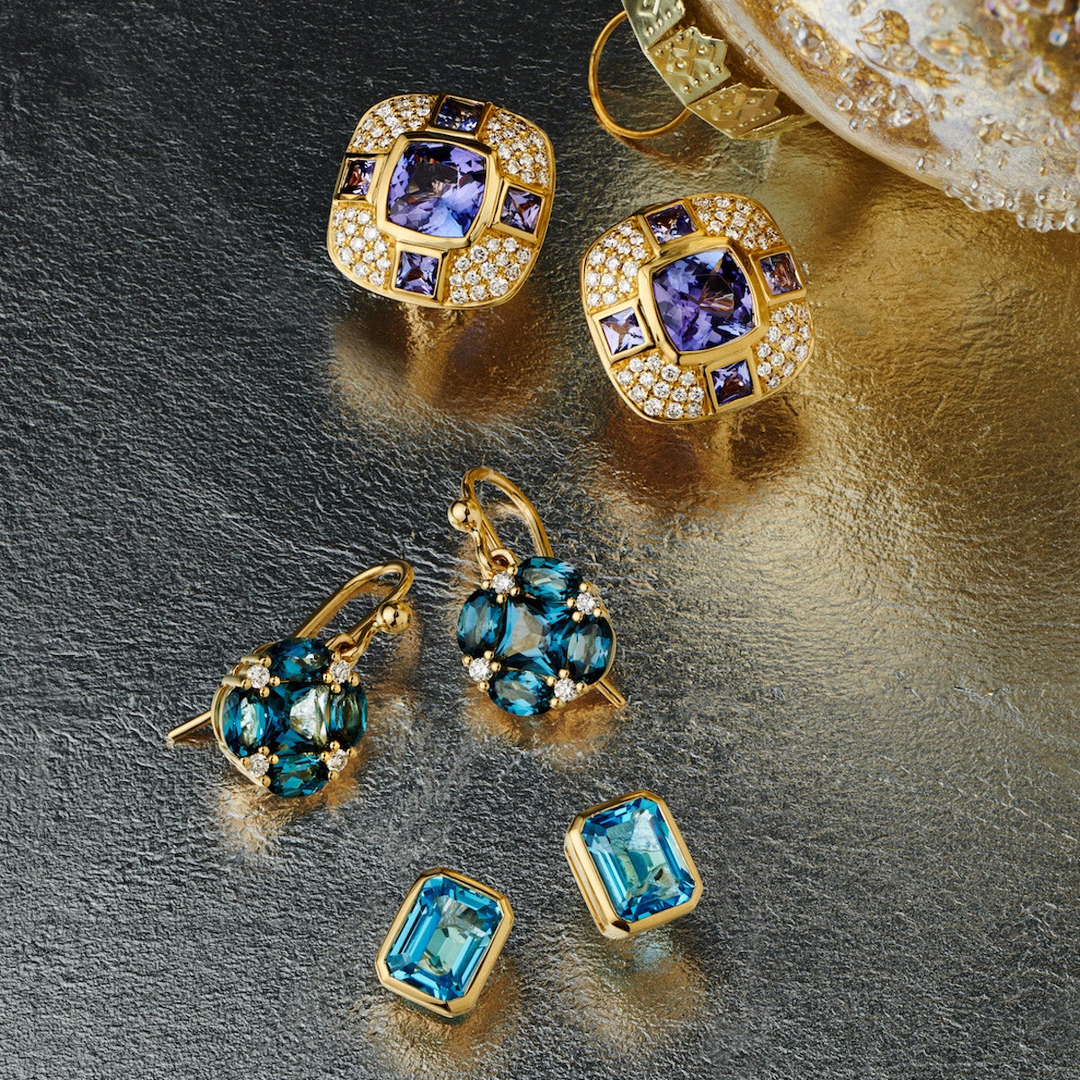 Newport Earrings in Swiss Blue Topaz