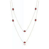 Oval Garnet Station Necklace