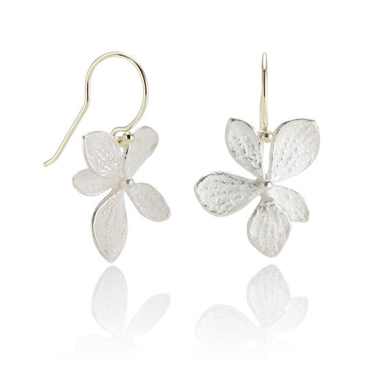 John Iversen Silver Single Hydrangea Drop Earrings