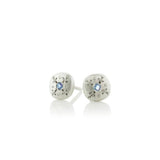 Silver Light Aquamarine Charm Stud Earrings