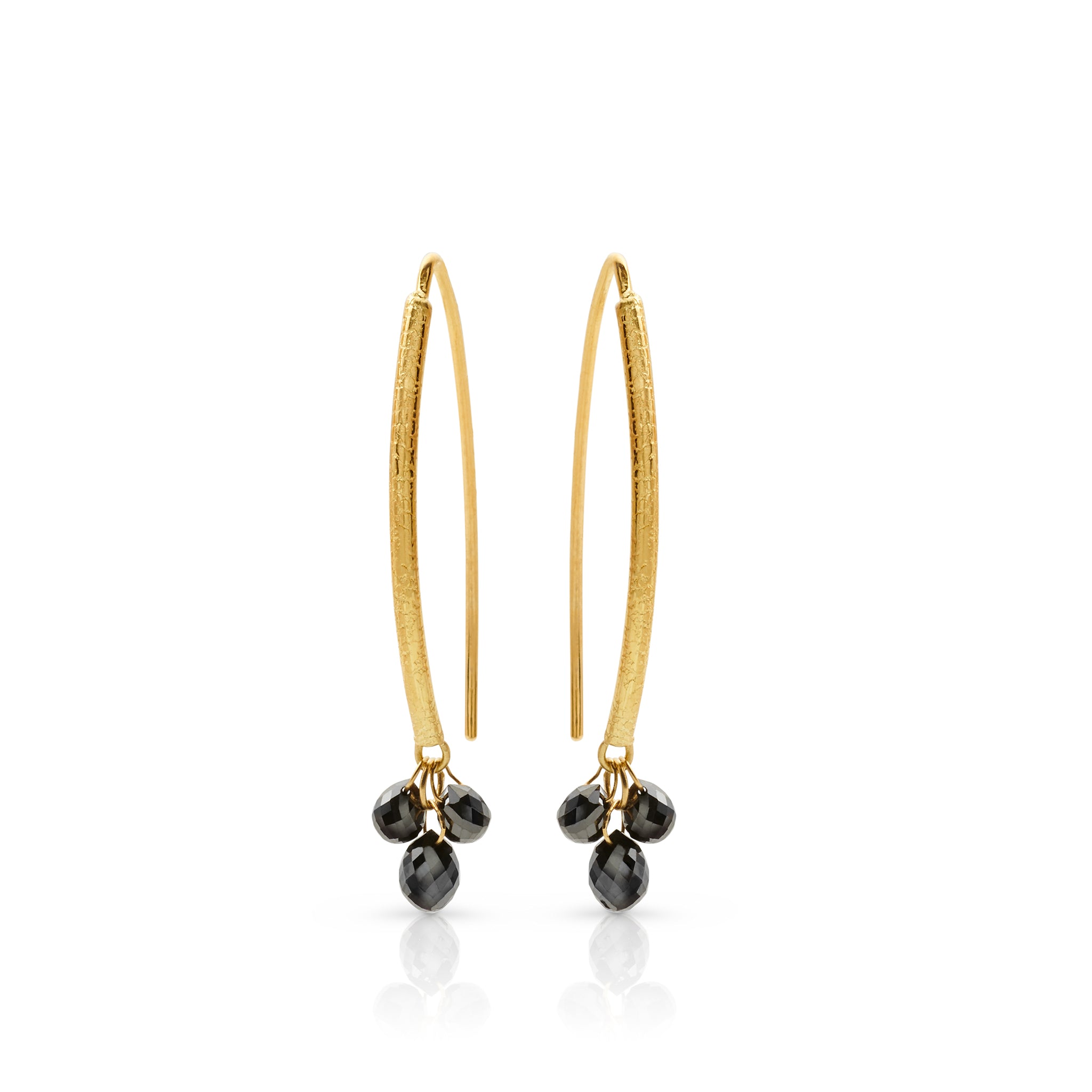 Barbara Heinrich Half Pair Black Diamond Navette Earrings