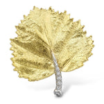 Aaron Henry Gold Poplar Leaf & Diamond Pendant on Chain