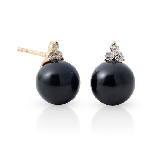 Madison Earrings in Black Jade & Diamonds