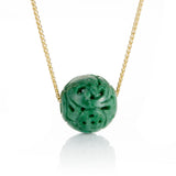 Green Jadeite Dragon Ball Pendant Necklace