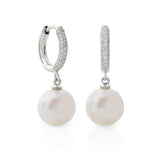 White Gold Chelsea Earrings in South Sea Pearls & Diamonds