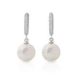 White Gold Chelsea Earrings in South Sea Pearls & Diamonds