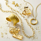 Gold Scattered Diamond Leaf Cuff