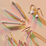 Huggie Hoop Earrings in Pink Sapphires