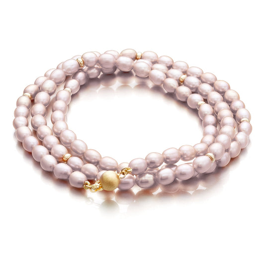 Gump's Signature Petite Pink Pearl & Gold Wrap Bracelet