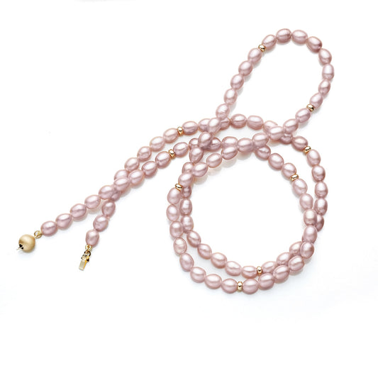 Petite Pink Pearl & Gold Wrap Bracelet