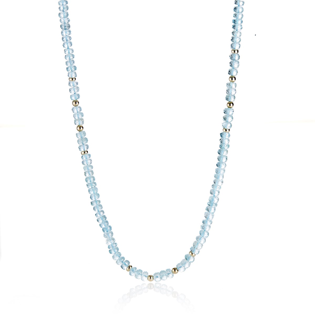 Faceted Aquamarine & Gold Rope Necklace