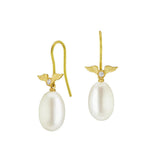 Flying Diamond & Pearl Drop Earrings