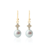 Belgravia Earrings in Blue Akoya Pearls & Diamonds