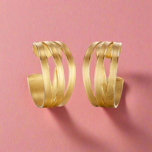 Four Ribbon Tapered Hoop Earrings